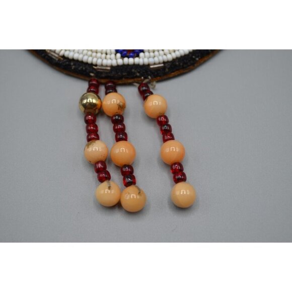 Native Canadian Beadwork Rosette Medallion Art Jewelry Handmade First Nations BC - Picture 2 of 12